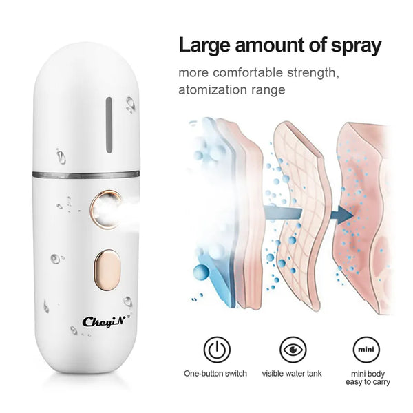 Mini Facial Steamer Mist Sprayer Nano Mister Hydrating Face Mist Spray Bottle Humidifier Spa Skin Care Moisturizing
